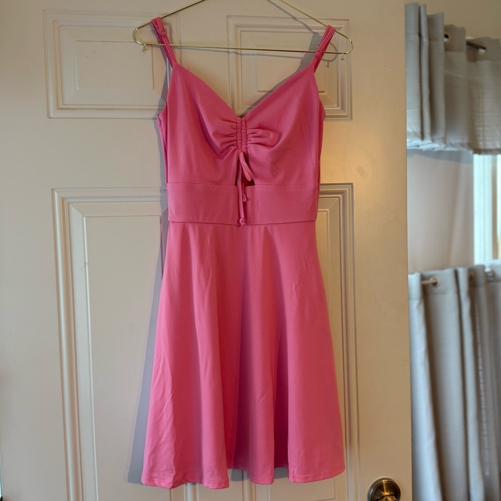 *New* Francesca's Pink Cinch front Mini flare Dress size XS